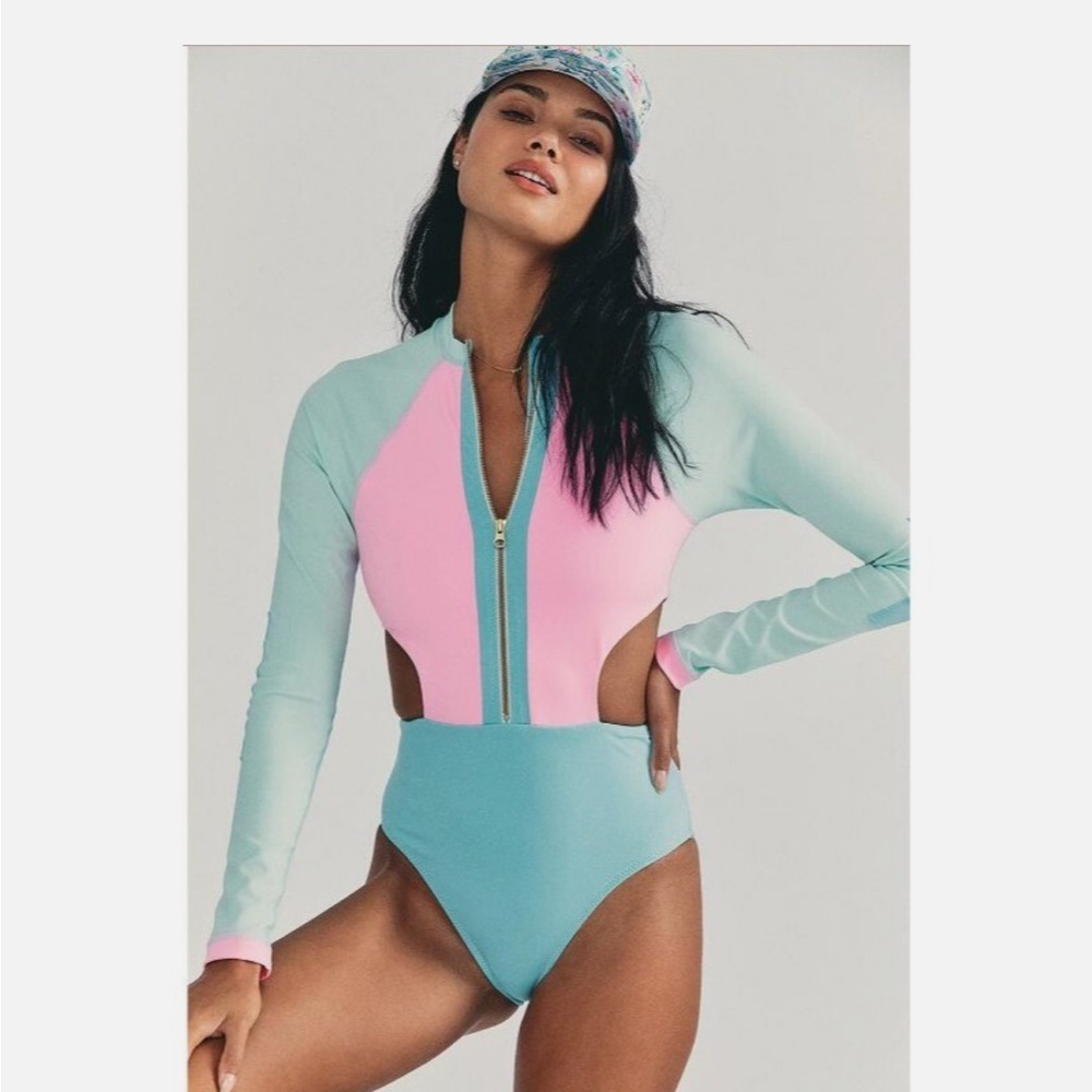LoveShackFancy Pink and Blue One Piece Swimsuit